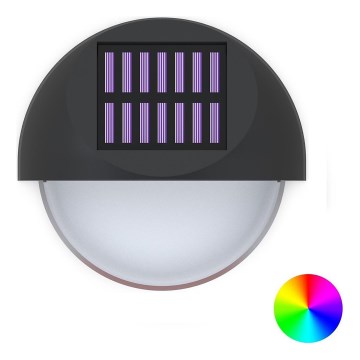 Aigostar - LED RGB Solarna zidna lampa LED/1W/1,2V crno IP44