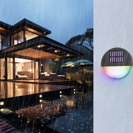Aigostar - LED RGB Solarna zidna lampa LED/1W/1,2V crno IP44