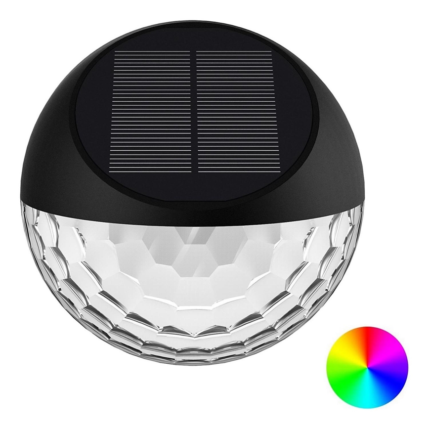 Aigostar - LED RGB Solarna zidna lampa LED/2W/1,2V crno IP44
