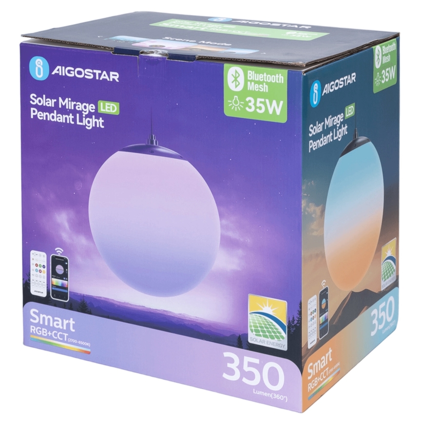 Aigostar - LED RGB Prigušivi solarni luster MESH LED/5W/3,7V 8000 mAh 2700K-6500K IP65 pr. 30 cm