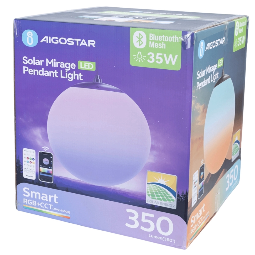 Aigostar - LED RGB Prigušivi solarni luster MESH LED/35W/3,7V 8000 mAh 2700K-6500K IP65 pr. 50 cm