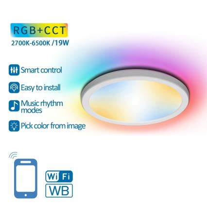 Aigostar - LED RGBW Plafonjera LED/19W/230V 2700-6500K Wi-Fi