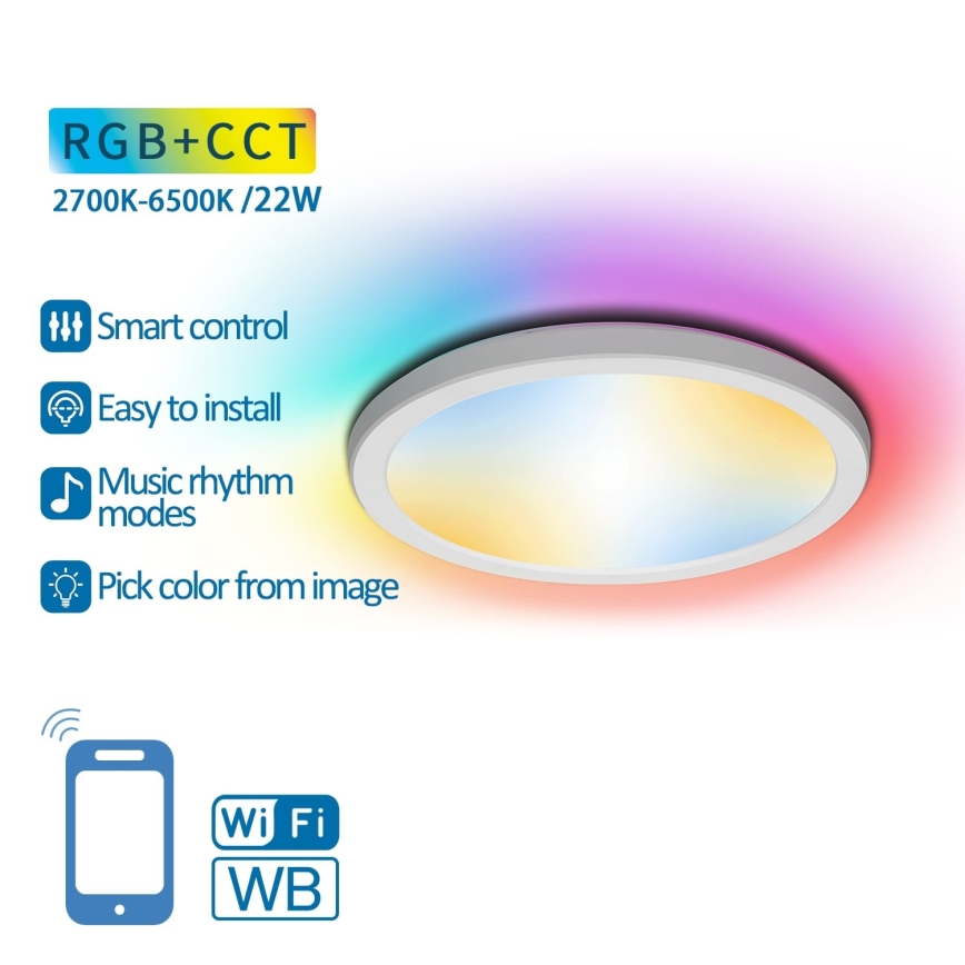 Aigostar - LED RGBW Plafonjera LED/22W/230V 2700-6500K Wi-Fi