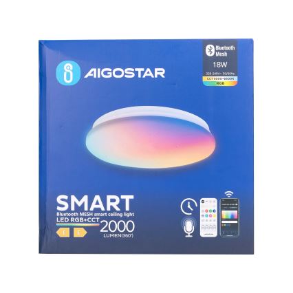 Aigostar - LED RGBW Plafonjera za kupatilo MESH LED/18W/230V 3000-6500K IP44 + Daljinski upravljač