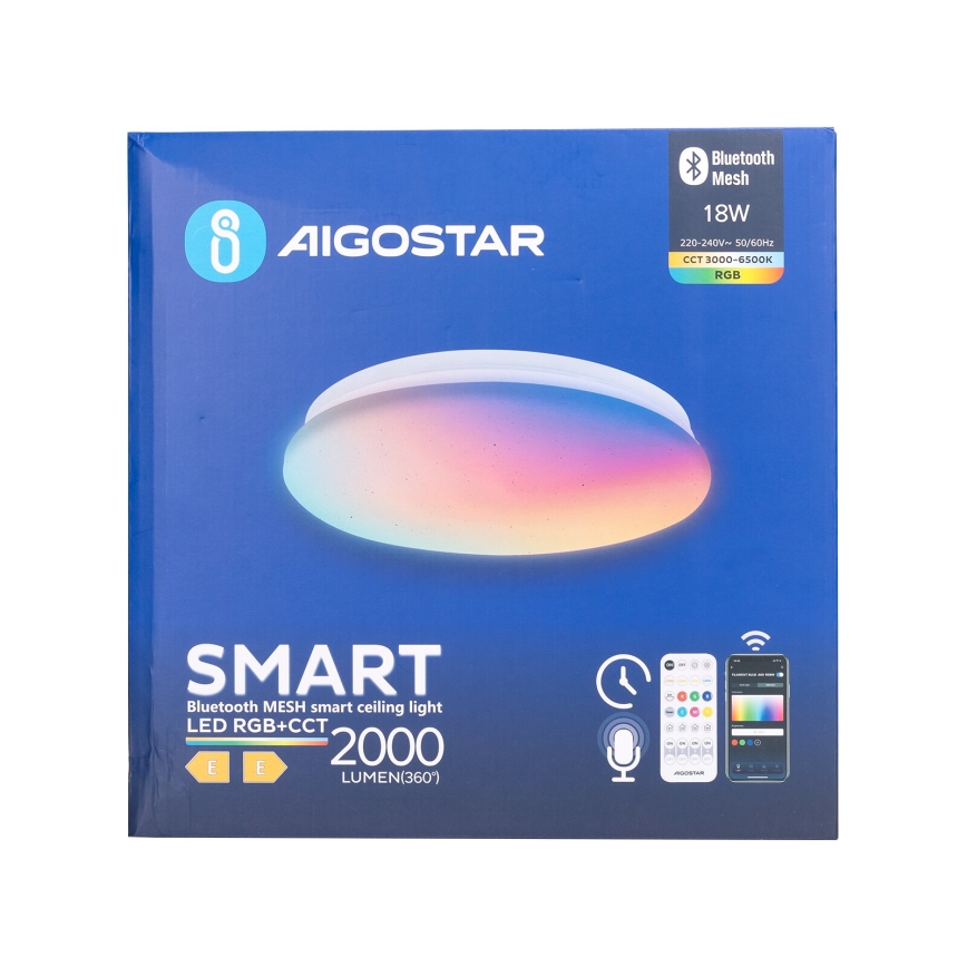 Aigostar - LED RGBW Plafonjera za kupatilo MESH LED/18W/230V 3000-6500K IP44 + Daljinski upravljač