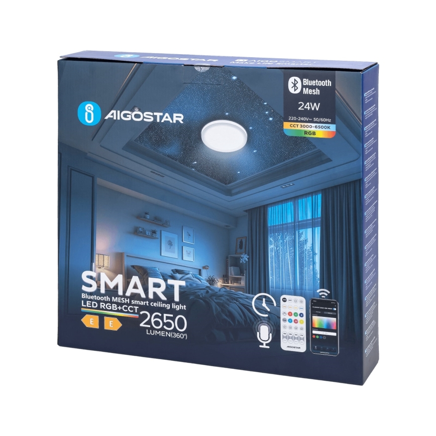Aigostar - LED RGBW Plafonjera za kupatilo MESH LED/24W/230V 3000-6500K IP44 + Daljinski upravljač
