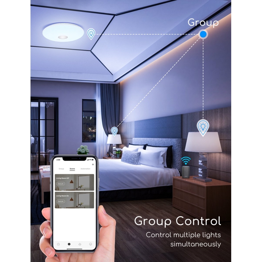 Aigostar - LED RGBW Prigušiva plafonjera 18W/230V pr. 34 cm Wi-Fi