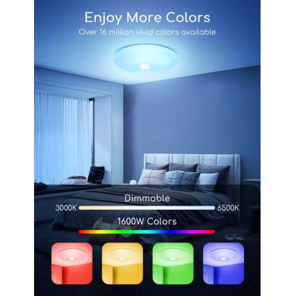 Aigostar - LED RGBW Prigušiva plafonjera 18W/230V pr. 34 cm Wi-Fi