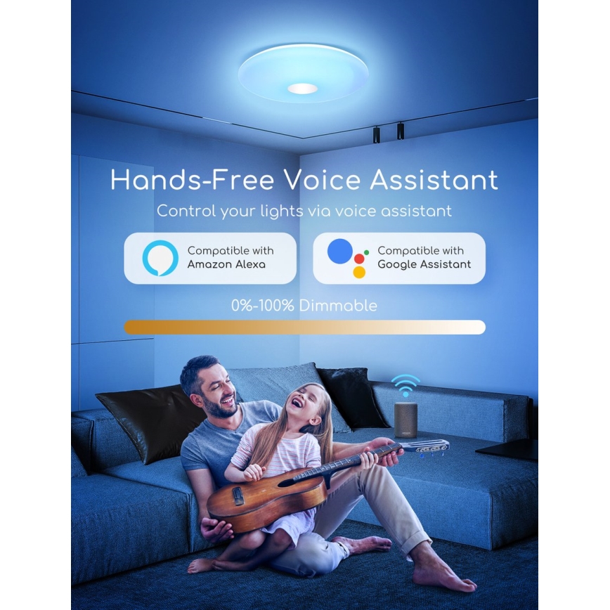 Aigostar - LED RGBW Prigušiva plafonjera 18W/230V pr. 34 cm Wi-Fi