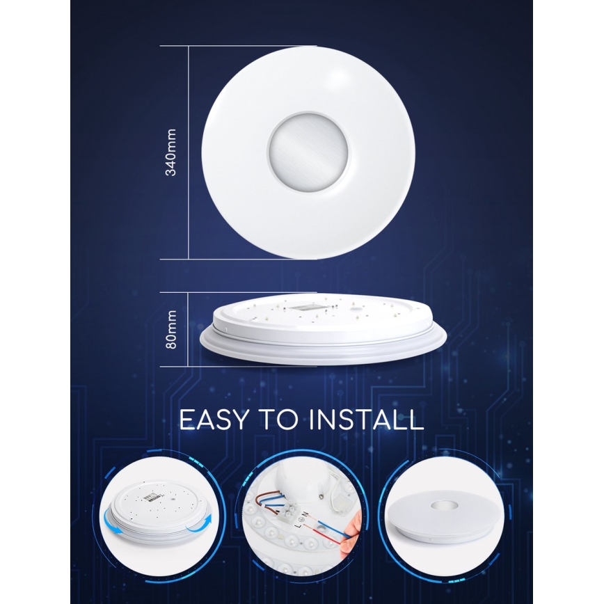 Aigostar - LED RGBW Prigušiva plafonjera 18W/230V pr. 34 cm Wi-Fi
