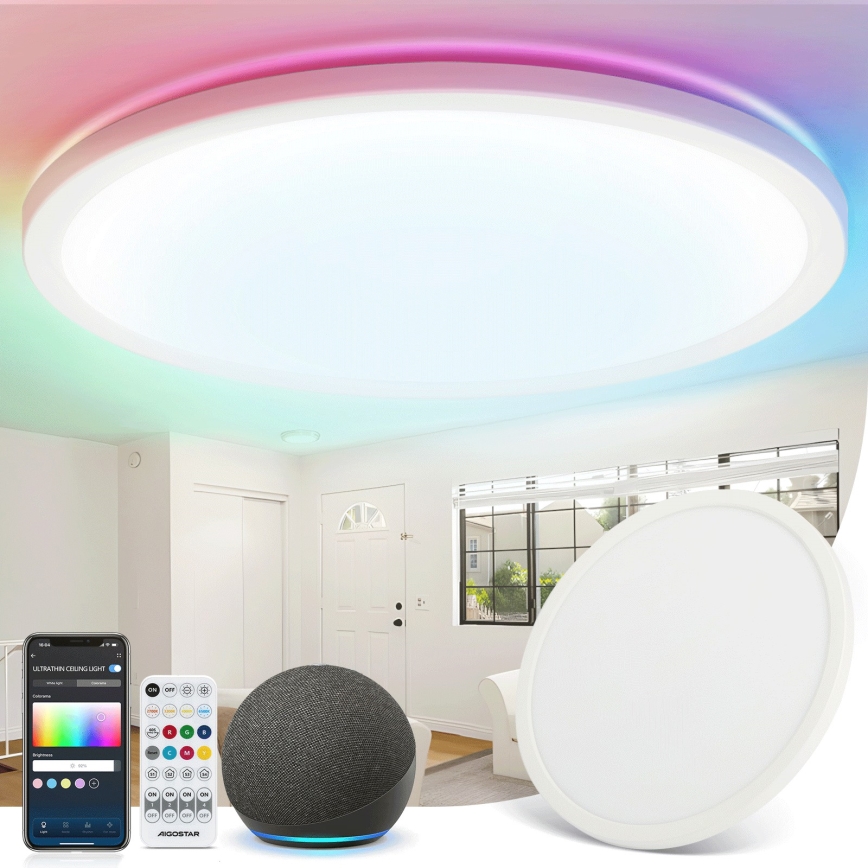 Aigostar - LED RGBW Prigušiva plafonjera MESH LED/24W/230V 3000-6500K bela + Daljinski upravljač