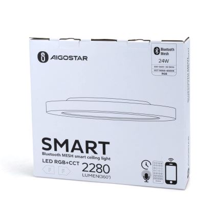 Aigostar - LED RGBW Prigušiva plafonjera MESH LED/24W/230V 3000-6500K bela + Daljinski upravljač