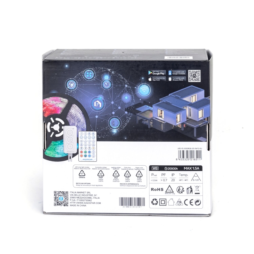 Aigostar - LED RGBW Prigušiva traka LED/18W/12V 2x5 m Wi-Fi