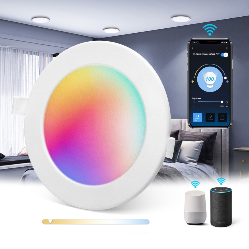 Aigostar - LED RGBW Prigušiva ugradbena lampa LED/9W/230V 2700-6500K pr. 14,5 cm Wi-Fi
