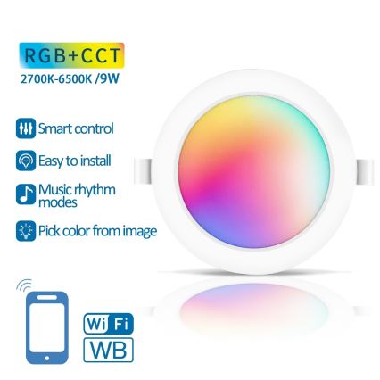 Aigostar - LED RGBW Prigušiva ugradbena lampa LED/9W/230V 2700-6500K pr. 14,5 cm Wi-Fi