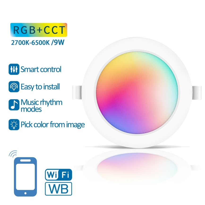 Aigostar - LED RGBW Prigušiva ugradbena lampa LED/9W/230V 2700-6500K pr. 14,5 cm Wi-Fi