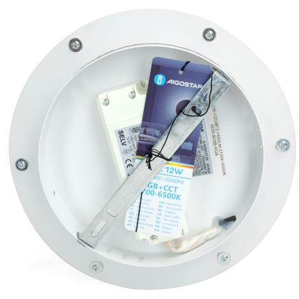 Aigostar - LED RGBW Prigušiva zid. lampa MESH Smart LED/12W/230V bela + Daljinski upravljač