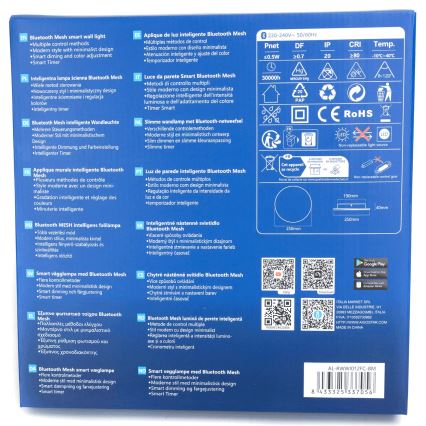 Aigostar - LED RGBW Prigušiva zidna lampa MESH Smart LED/12W/230V crno + Daljinski upravljač