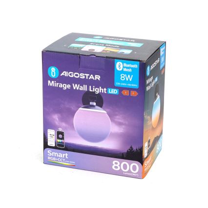 Aigostar - LED RGBW Prigušiva zidna lampa MESH Smart LED/8W/230V + Daljinski upravljač