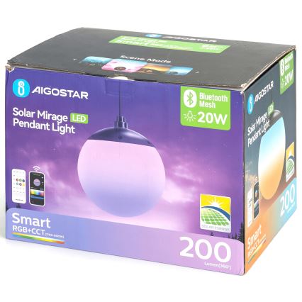 Aigostar - LED RGBW Prigušivi solarni luster MESH LED/20W/3,7V 4000 mAh 2700K-6500K IP65 pr. 15 cm