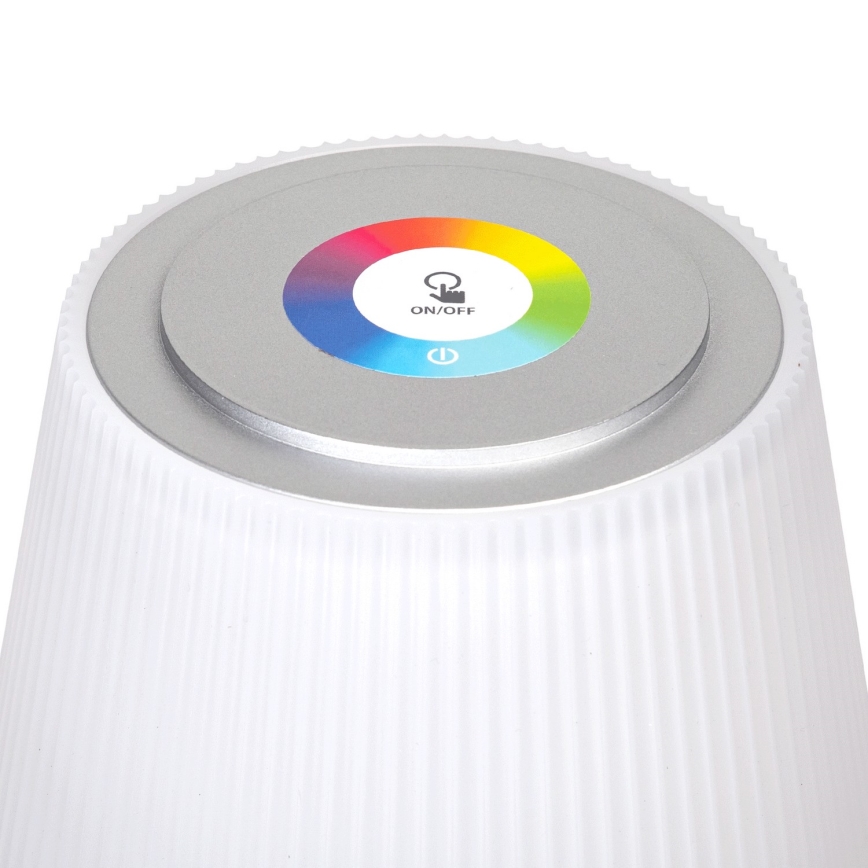 Aigostar - LED RGBW Spoljašnja prigušiva punjiva stona lampa LED/4W/5V 3600mAh bela/krom IP54