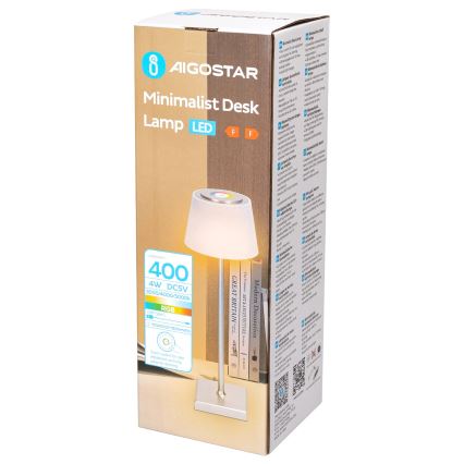 Aigostar - LED RGBW Spoljašnja prigušiva punjiva stona lampa LED/4W/5V 3600mAh bela/krom IP54