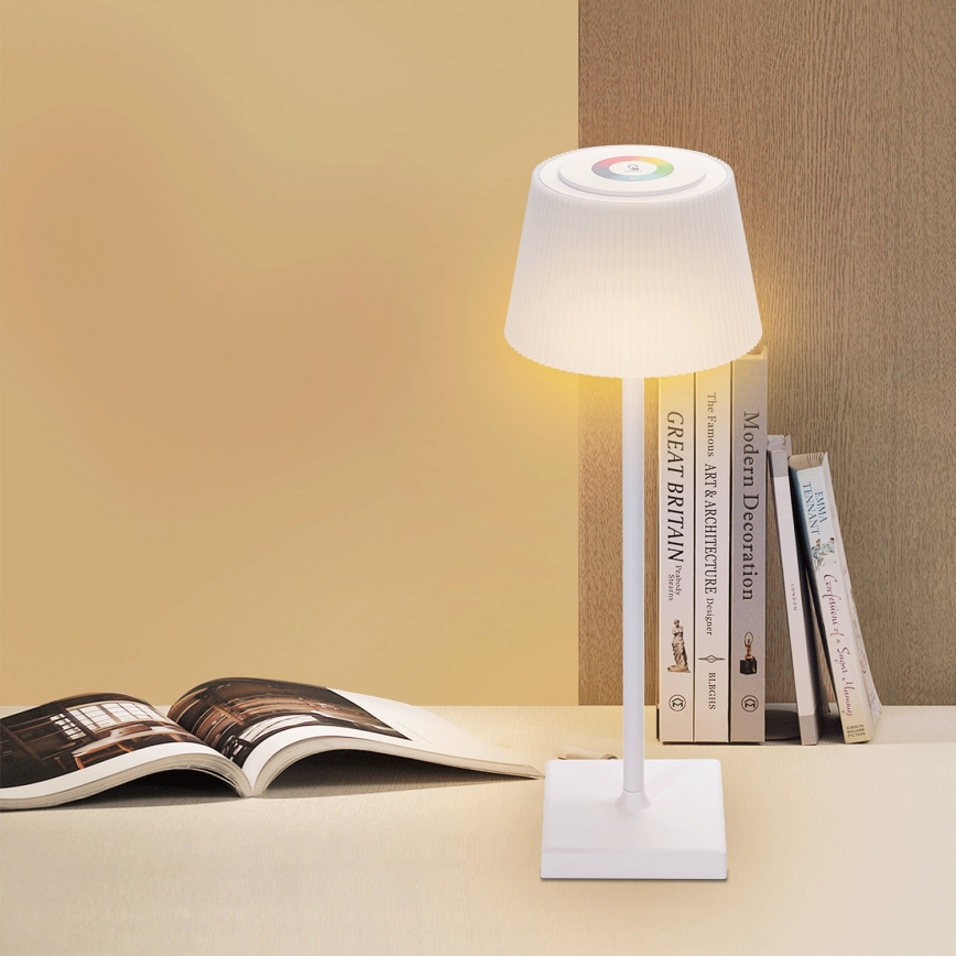 Aigostar - LED RGBW Spoljašnja prigušiva punjiva stona lampa LED/4W/5V 3600mAh bela IP54