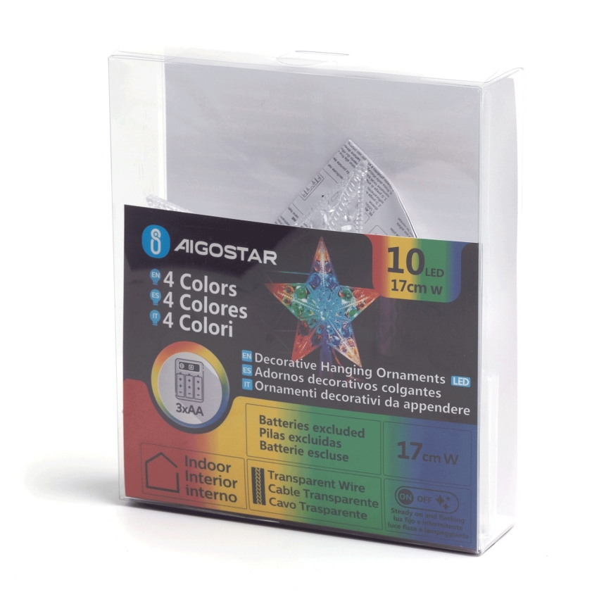 Aigostar - LED RGBY božićna dekoracija 10xLED/3xAA zvezda