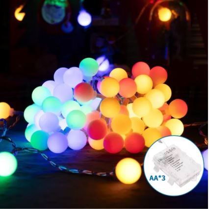 Aigostar - LED RGBY Vanjske Božićne lampice 50xLED/3xAA/8 funkcije 5,3 m IP44