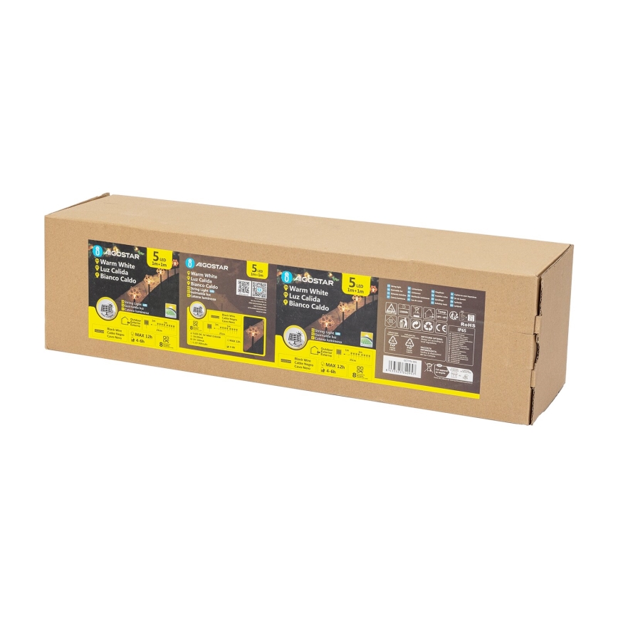 Aigostar - LED solarna božićna svetiljka LED/0,054W/1,2V 1m IP65 topla bela