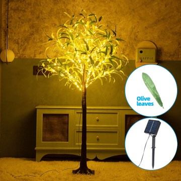 Aigostar - LED solarna dekoracija 150xLED/3,2m IP65 1200 mAh topla bela maslinasta