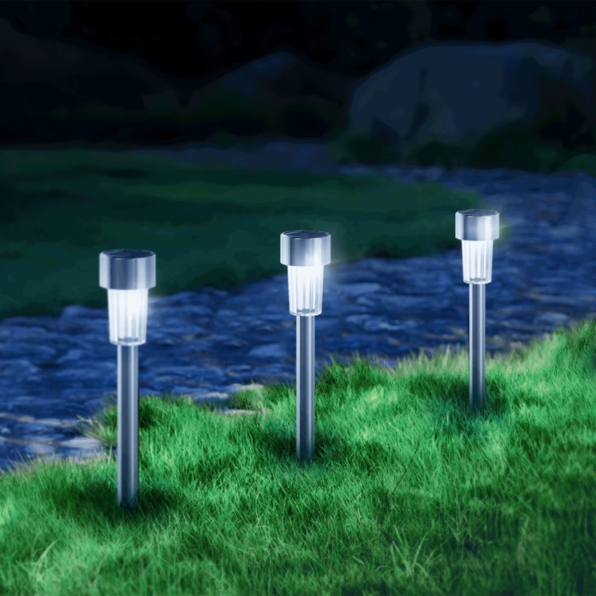 Aigostar - LED Solarna lampa LED/0,006W/1,2V 29,5 cm 40 mAh mat krom 6500K IP44