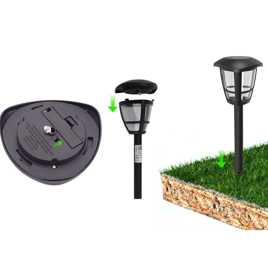 Aigostar - LED solarna lampa LED/0,06W/2V 100 mAh 33,8 cm 6500K IP44 crna