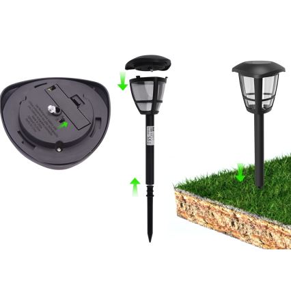 Aigostar - LED Solarna lampa LED/0,06W/2V 33,8 cm 6500K IP44 crno