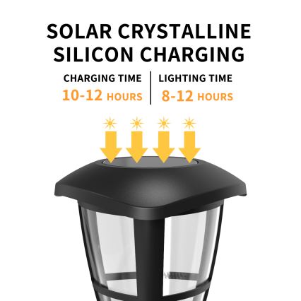 Aigostar - LED Solarna lampa LED/0,06W/2V 33,8 cm 6500K IP44 crno