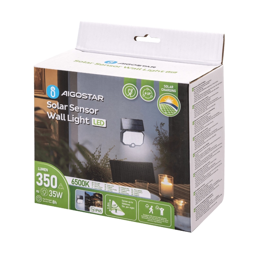 Aigostar - LED Solarna lampa sa senzorom pokreta LED/2,4W/3,7V IP65