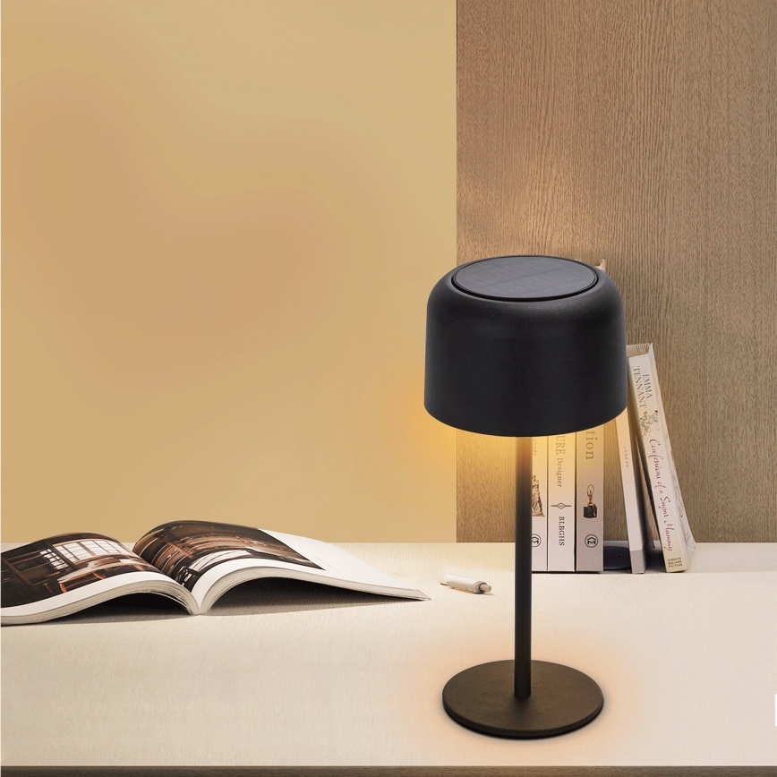 Aigostar - LED Solarna prigušivi punjiva  stona lampa LED/3W/5V 2200mAh crno IP54