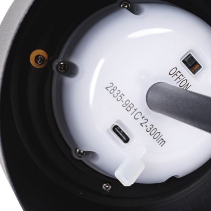 Aigostar - LED Solarna prigušivi punjiva  stona lampa LED/3W/5V 2200mAh crno IP54