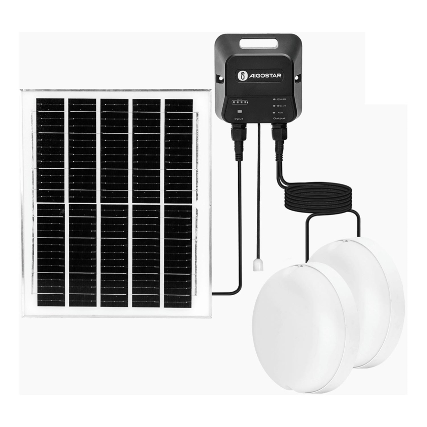 Aigostar - LED solarna svetiljka 2xLED/70W/12V 12000 mAh 6500K prečnik 20,5 cm + daljinski upravljač