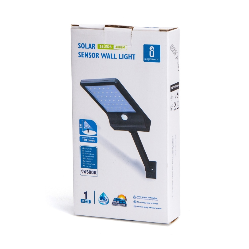 Aigostar - LED Solarna ulična svetiljka sa senzorom LED/2,3W/5,5V 1800 mAh IP65