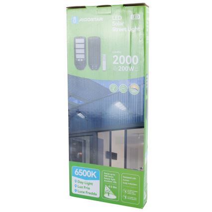 Aigostar - LED Solarna ulična svetiljka sa senzorom LED/200W/3,2V 12000mAh IP65 6500K + Daljinski upravljač