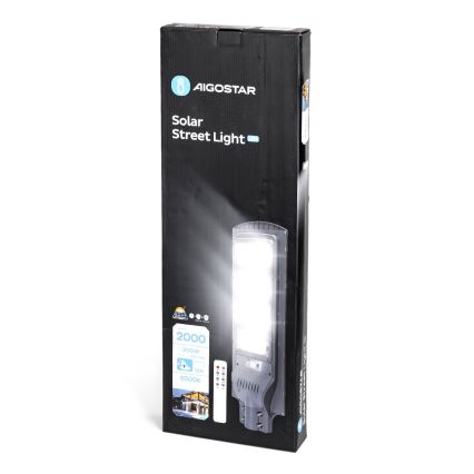 Aigostar - LED Solarna ulična svetiljka sa senzorom LED/200W/3,2V 20000mAh IP65 6500K + Daljinski upravljač