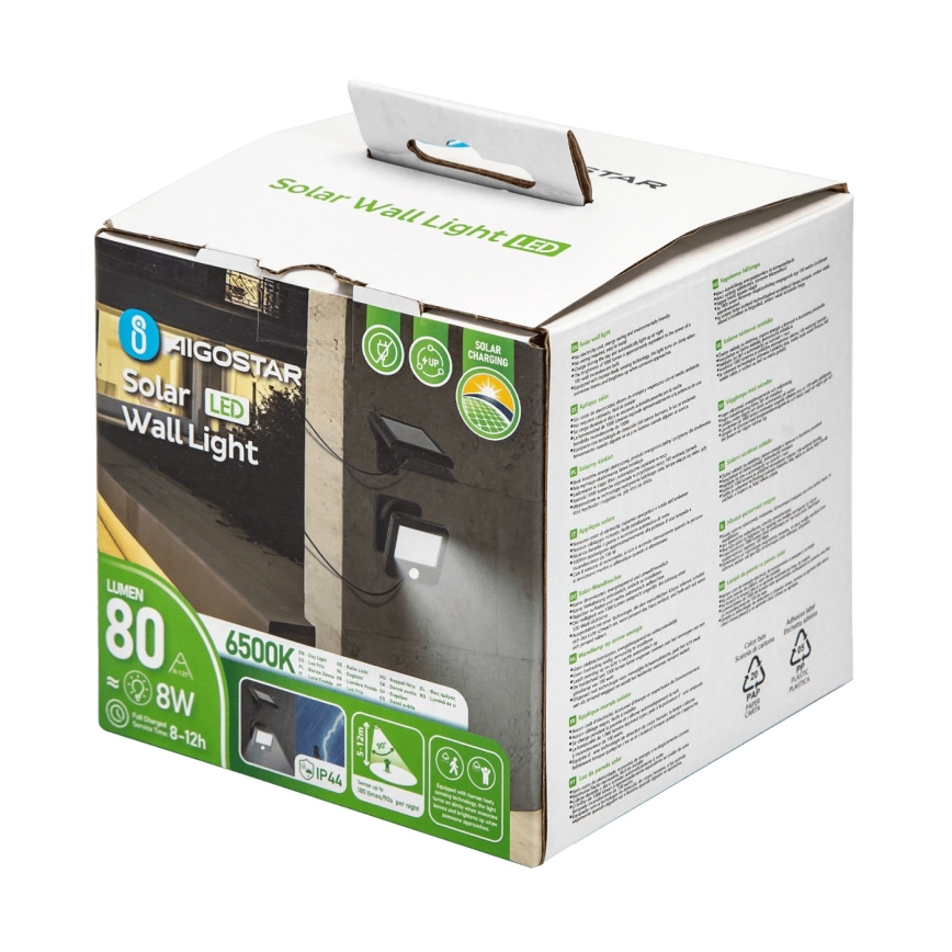 Aigostar - LED Solarna zidna lampa sa senzorom LED/0,64W/3,7V 600 mAh 6500K IP44