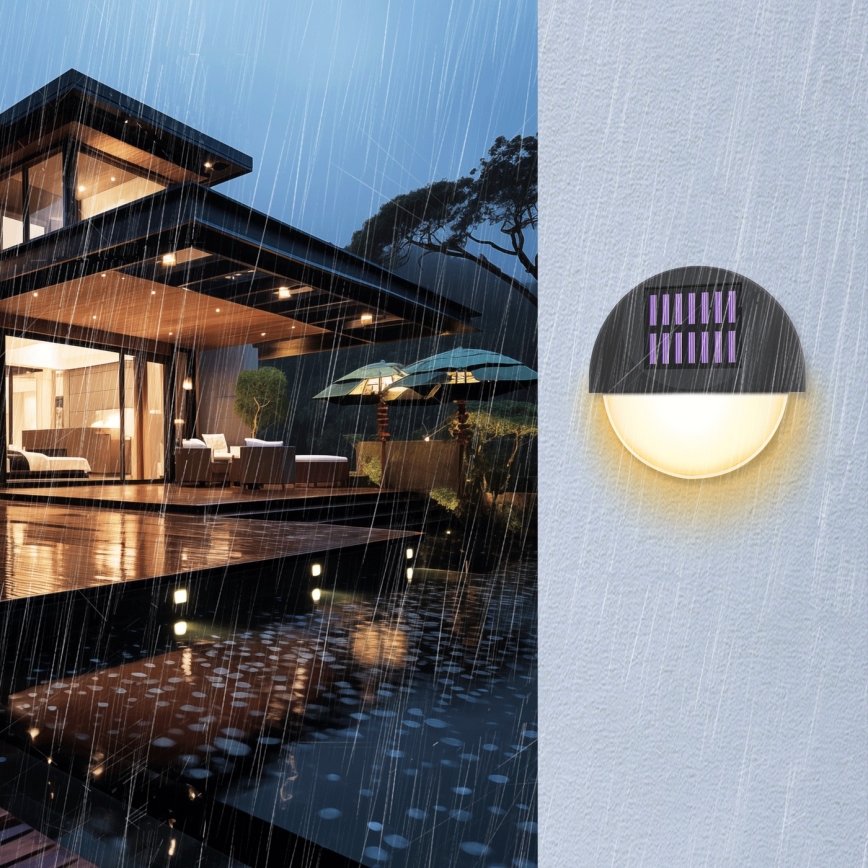 Aigostar - LED Solarna zidna rasveta LED/1W/1,2V crno 2700K IP44