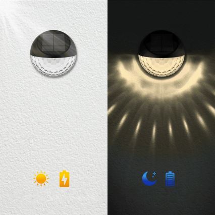Aigostar - LED Solarna zidna rasveta LED/2W/1,2V crno 2700K IP44