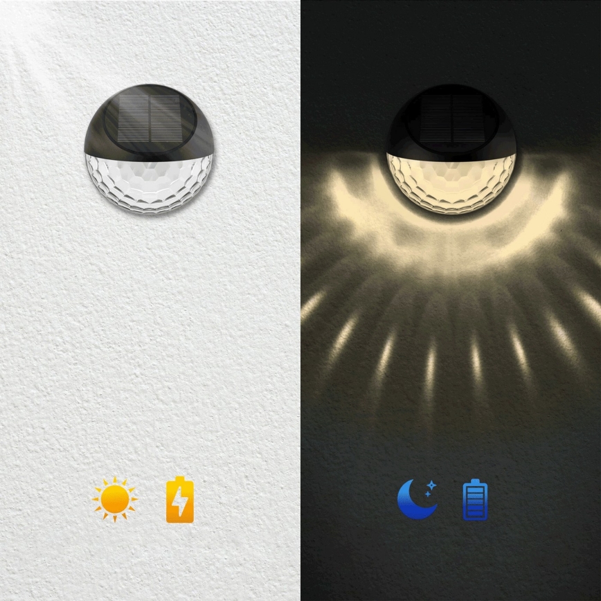 Aigostar - LED Solarna zidna rasveta LED/2W/1,2V crno 2700K IP44