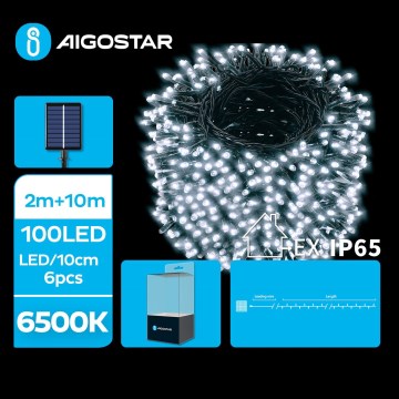 Aigostar - LED Solarne božićne lampice 100xLED/8 funkcije 12m IP65 hladna bela