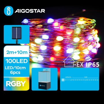 Aigostar - LED Solarne božićne lampice 100xLED/8 funkcije 12m IP65 šareni