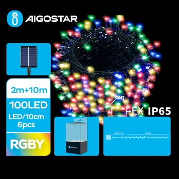 Aigostar - LED Solarne božićne lampice 100xLED/8 funkcije 12m IP65 šareni