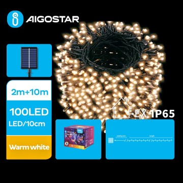 Aigostar - LED Solarne božićne lampice 100xLED/8 funkcije 12m IP65 topla bela